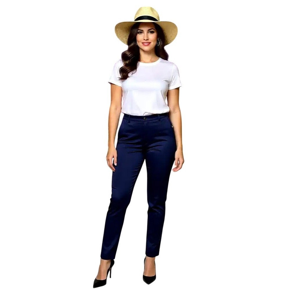 Worthington Womens Navy Blue Pull On Skinny High Rise Stretch Pants Size 2 NWT